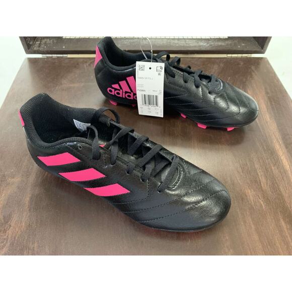 NEW Adidas Goletto VII FGJ Soccer Cleats - Black / Pink - Sz 5 - Picture 1 of 5